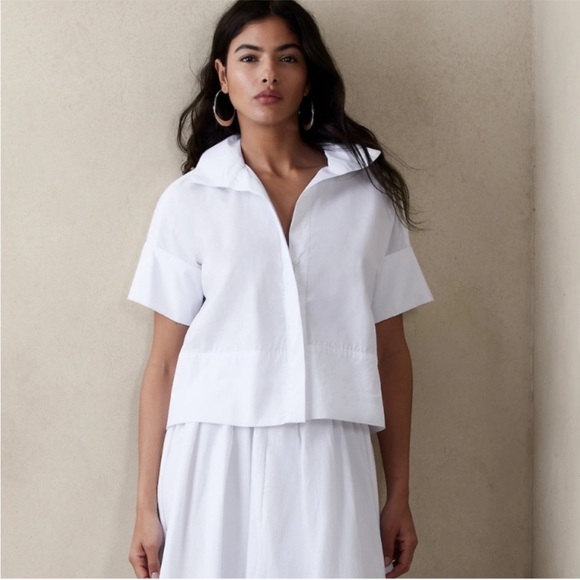 Banana Republic Tops - Banana Republic Laurel French-Cuff Shirt Women’s Size XL Classic White